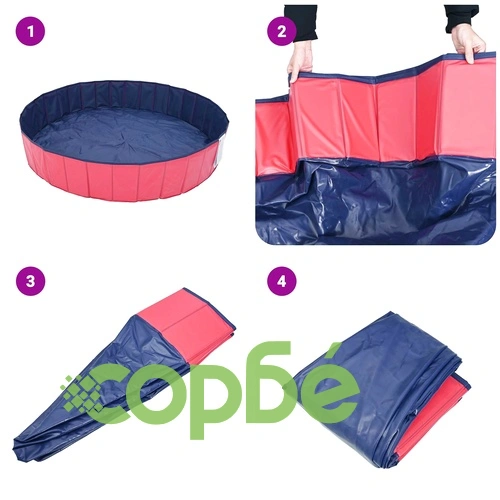 Детски сгъваем плувен басейн, червен, Ø300 x 38 см ➤ топ цена ➤ sorbe.bg