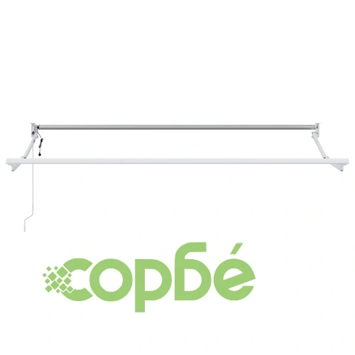 Прибираща се тента 2,5 x 2 m, жълто и бяло, полиестер и алуминий ➤ топ цена ➤ sorbe.bg