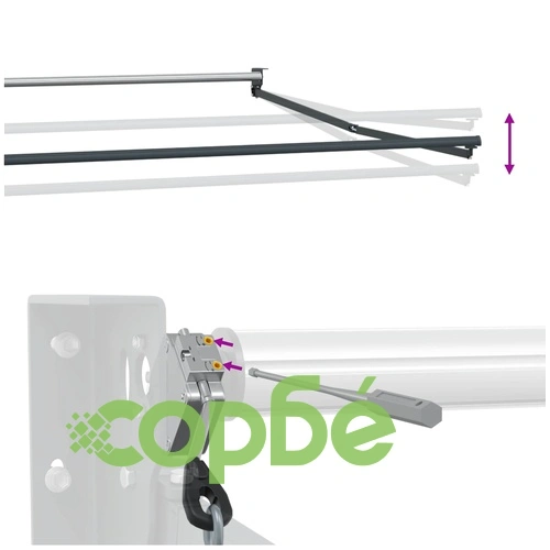 Електрическа прибираща се тента, синьо-бяло, 3 x 2 м, полиестер и алуминий ➤ топ цена ➤ sorbe.bg