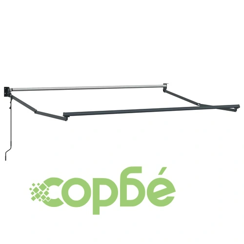 Електрическа прибираща се тента, синьо и бяло, 3,5 x 2 м, полиестер и алуминий ➤ топ цена ➤ sorbe.bg