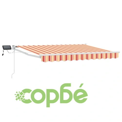 Ръчен изтеглящ сенник с LED светлини, многоцветен, 2,5 x 2 m ➤ топ цена ➤ sorbe.bg