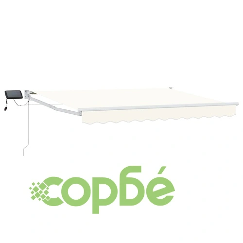 Ръчен сенник с LED осветление, 3 x 2 м, полиестер с ПУ покритие ➤ топ цена ➤ sorbe.bg