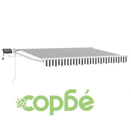 Изтегляем сенник с LED осветление, полиестер, 3 x 2 м, Антрацит и бяло ➤ топ цена ➤ sorbe.bg