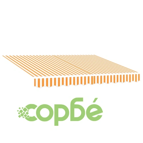 Ръчен сенник с LED осветление, полиестер, 3,5 x 2 м, жълто-бял ➤ топ цена ➤ sorbe.bg