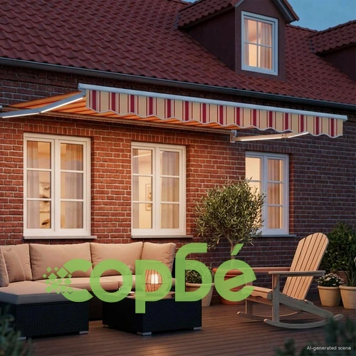 Ръчен изтеглящ сенник със соларни LED светлини, полиестер, 3,5 x 2 m ➤ топ цена ➤ sorbe.bg