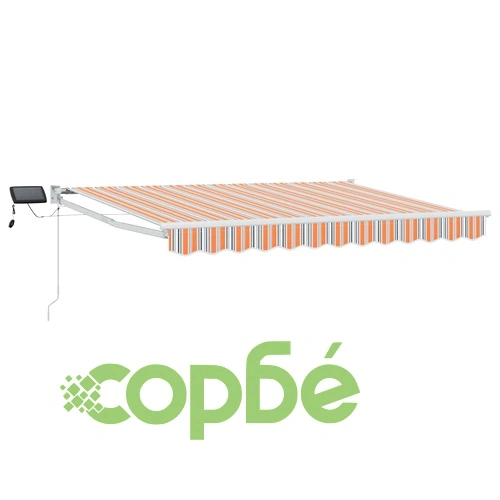 Ръчен сенник с LED осветление, 3,5 x 2 м, полиестер с ПУ покритие ➤ топ цена ➤ sorbe.bg