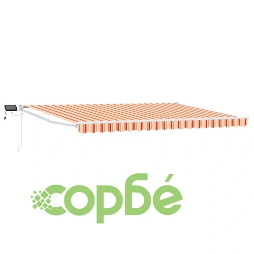 Ръчен изтеглящ сенник със соларни LED светлини, полиестер, 4 x 2 м ➤ топ цена ➤ sorbe.bg
