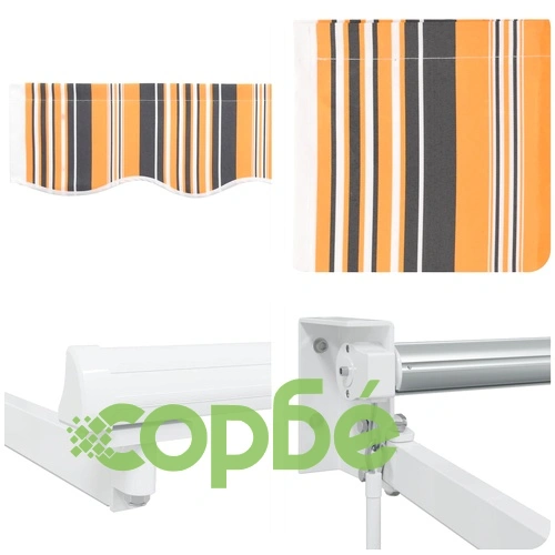 Ръчен сенник с LED осветление, 3,5 x 2,5 m, полиестер с ПУ покритие ➤ топ цена ➤ sorbe.bg