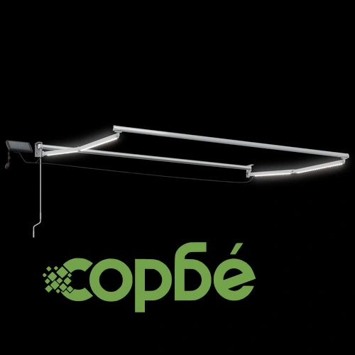 Ръчен сенник с LED осветление, 3,5 x 2,5 m, полиестер с ПУ покритие ➤ топ цена ➤ sorbe.bg