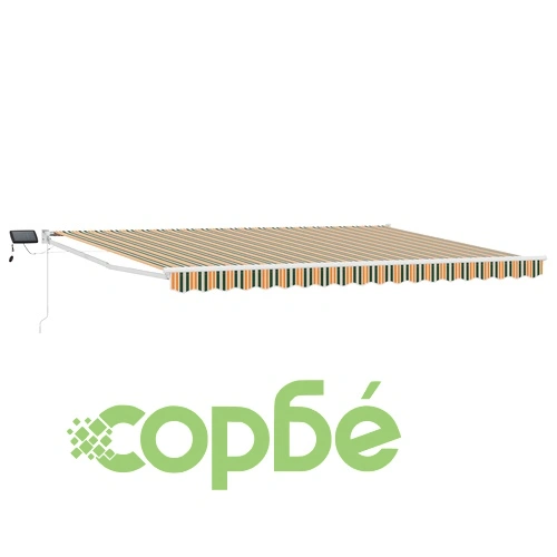 Ръчен сенник с соларни LED светлини, 4 x 3 m, полиестер с ПУ покритие ➤ топ цена ➤ sorbe.bg