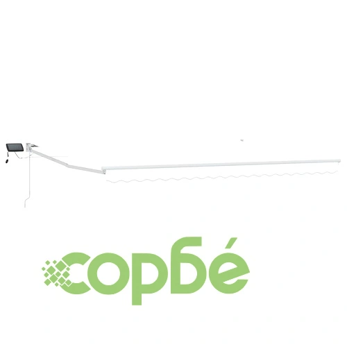 Ръчен изтеглящ сенник с LED осветление, полиестер, 5 x 3 м, бял ➤ топ цена ➤ sorbe.bg