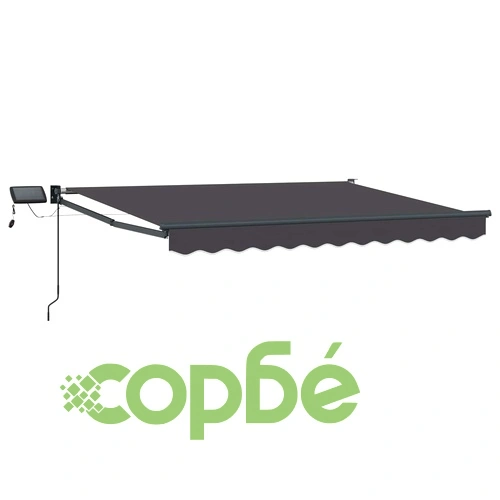 Ръчен сенник с LED осветление, Антрацит, 2,5 x 2 м ➤ топ цена ➤ sorbe.bg