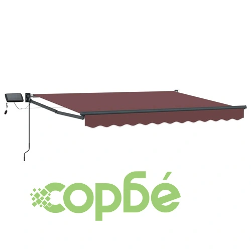 Ръчен изтеглящ сенник със соларни LED светлини, 2,5 x 2 m ➤ топ цена ➤ sorbe.bg