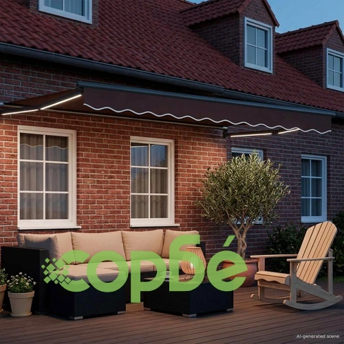 Ръчен изтеглящ сенник със соларни LED светлини, 2,5 x 2 m ➤ топ цена ➤ sorbe.bg