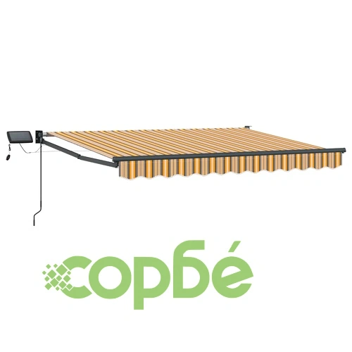 Ръчен изтеглящ сенник със соларни LED светлини 2,5 x 2 m ➤ топ цена ➤ sorbe.bg