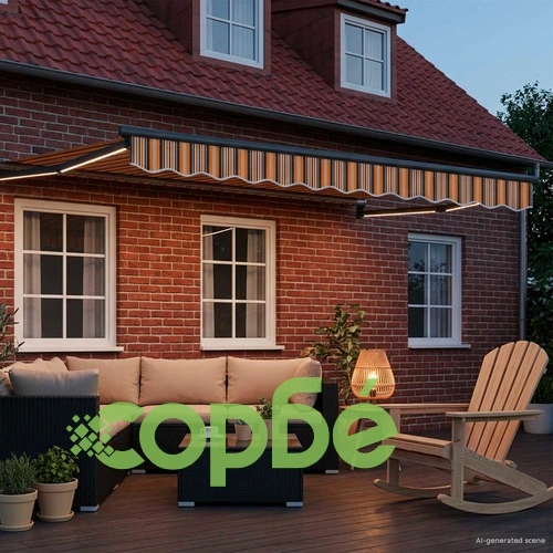 Ръчен изтеглящ сенник със соларни LED светлини 2,5 x 2 m ➤ топ цена ➤ sorbe.bg