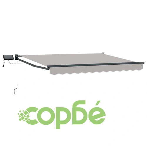 Ръчен изтеглящ се сенник с LED светлини 2,5 x 2 m ➤ топ цена ➤ sorbe.bg