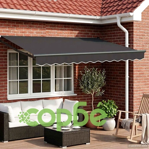 Ръчен сенник с LED осветление, полиестер, Антрацит, 3 x 2 м ➤ топ цена ➤ sorbe.bg