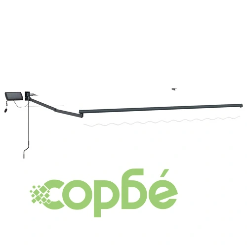 Изтеглящ сенник със соларни LED светлини, полиестер, 3 x 2 m, бял/антрацит ➤ топ цена ➤ sorbe.bg