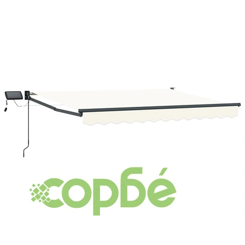 Ръчен изтеглящ сенник със соларни LED лампи, 3,5 x 2 м, полиестер с ПУ покритие ➤ топ цена ➤ sorbe.bg