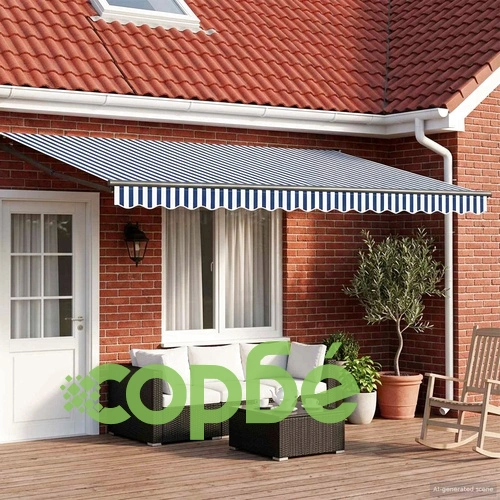 Ръчен сенник със соларни LED светлини 4 x 2 м, стомана/алуминий ➤ топ цена ➤ sorbe.bg