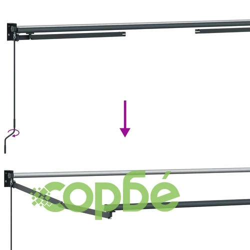 Ръчен изтеглящ сенник със соларни LED светлини, 3 x 2,5 м, полиестер с ПУ покритие ➤ топ цена ➤ sorbe.bg