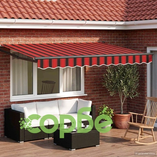 Изтегляем сенник със соларни LED светлини, полиестер, 3,5 x 2,5 м ➤ топ цена ➤ sorbe.bg