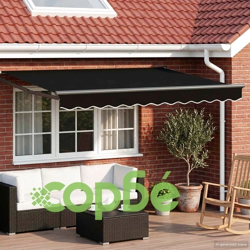 Ръчен сенник със соларни LED светлини, 3,5 x 2,5 м ➤ топ цена ➤ sorbe.bg