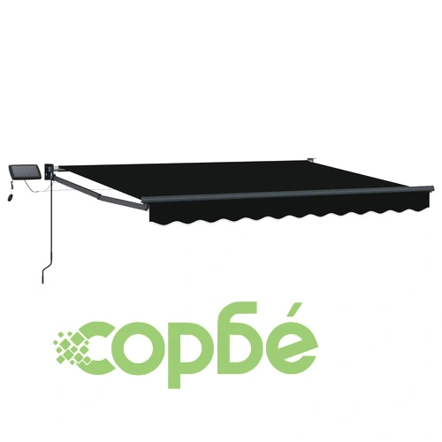 Ръчен сенник със соларни LED светлини, 3,5 x 2,5 м ➤ топ цена ➤ sorbe.bg