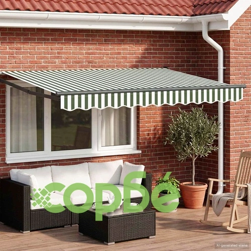 Ръчен сенник с LED осветление 3,5 x 2,5 м, полиестер с ПУ покритие ➤ топ цена ➤ sorbe.bg