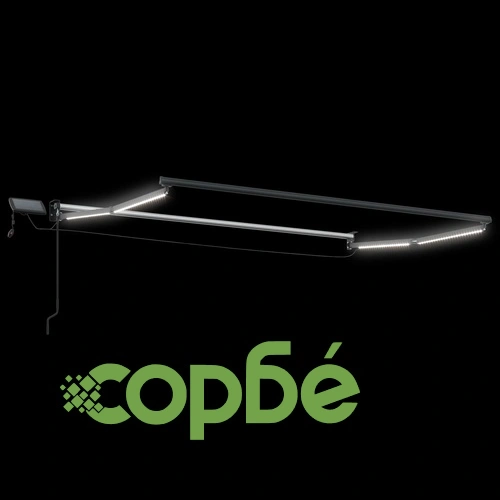Ръчен сенник с LED осветление 3,5 x 2,5 м, полиестер с ПУ покритие ➤ топ цена ➤ sorbe.bg