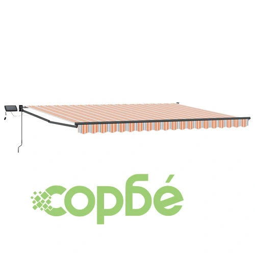Ръчен сенник с LED осветление 4 x 3 m, полиестер с ПУ покритие ➤ топ цена ➤ sorbe.bg