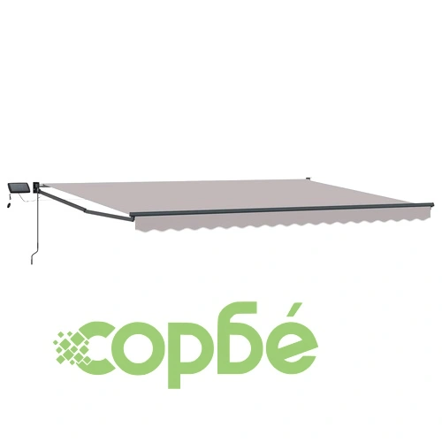 Ръчен сенник маркиза със соларни LED светлини, 4 x 3 м, полиестер ➤ топ цена ➤ sorbe.bg