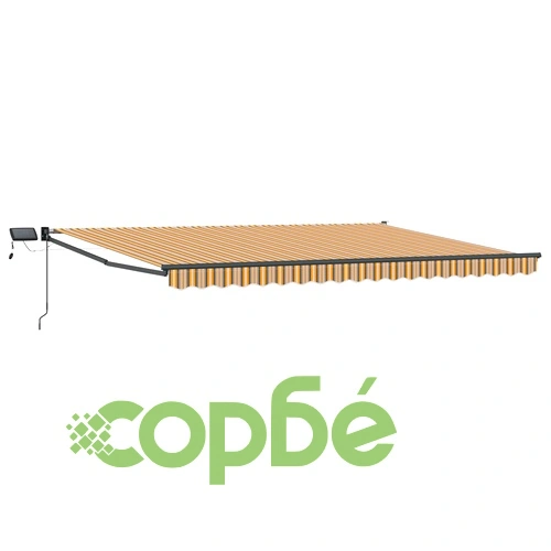 Ръчен сенник с LED осветление, полиестер, 4,5 x 3 m ➤ топ цена ➤ sorbe.bg