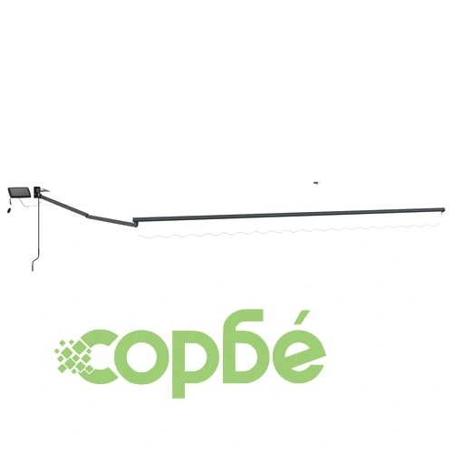 Ръчен изтеглящ сенник със соларни LED светлини, полиестер, 4,5 x 3 м, бяло и антрацит ➤ топ цена ➤ sorbe.bg