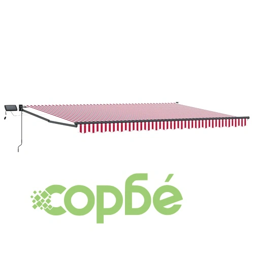 Ръчен сенник с LED осветление, 5 x 3 м, полиестер с ПУ покритие ➤ топ цена ➤ sorbe.bg