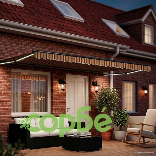 Изтегляем сенник със соларни LED светлини, 5 x 3 м ➤ топ цена ➤ sorbe.bg