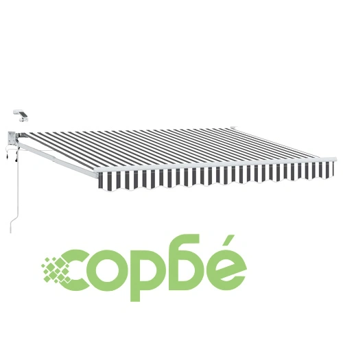 Електрически сенник с LED осветление, Антрацит и бяло, алуминиева рамка, 2,5 x 2 м ➤ топ цена ➤ sorbe.bg