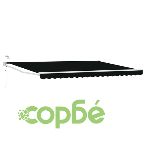 Електрически прибиращ се сенник с LED осветление, Черен, 4 x 3 м, алуминий ➤ топ цена ➤ sorbe.bg