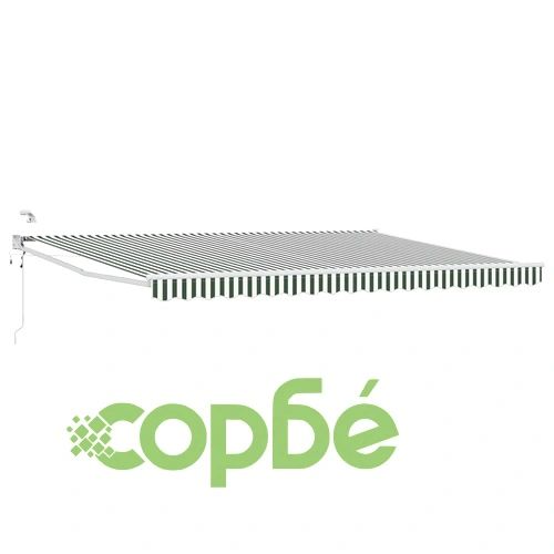 Електрически сенник с LED осветление, зелен и бял, алуминий, 4 x 3 м ➤ топ цена ➤ sorbe.bg