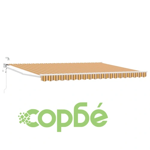 Електрически сенник с LED осветление, Жълт и Сив, 4,5 x 3 м, Алуминий ➤ топ цена ➤ sorbe.bg