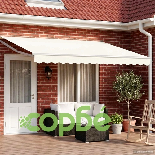 Електрически сенник с LED осветление, Крем, алуминиева рамка, 5 x 3 м ➤ топ цена ➤ sorbe.bg