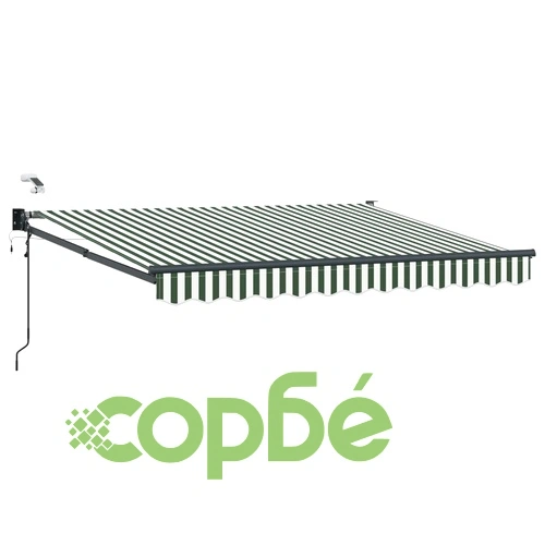 Електрически сгъваем сенник с LED осветление, зелен и бял, 3 x 2 m ➤ топ цена ➤ sorbe.bg