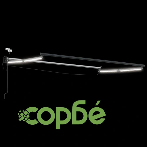 Електрически сгъваем сенник с LED осветление, зелен и бял, 3 x 2 m ➤ топ цена ➤ sorbe.bg