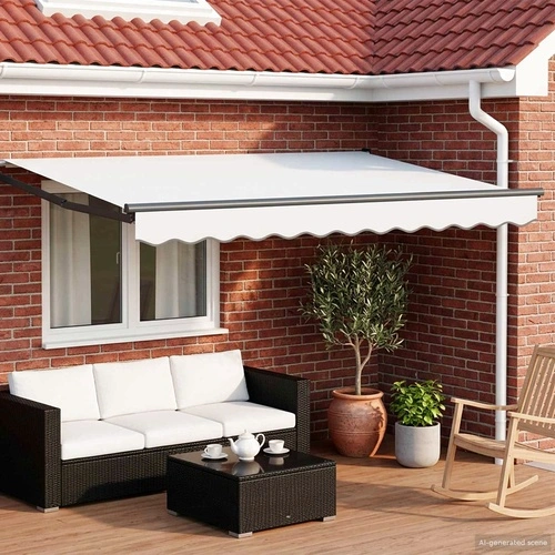 Електрически сгъваем сенник с LED осветление, Бял, Алуминий, 3,5 x 2,5 м ➤ топ цена ➤ sorbe.bg