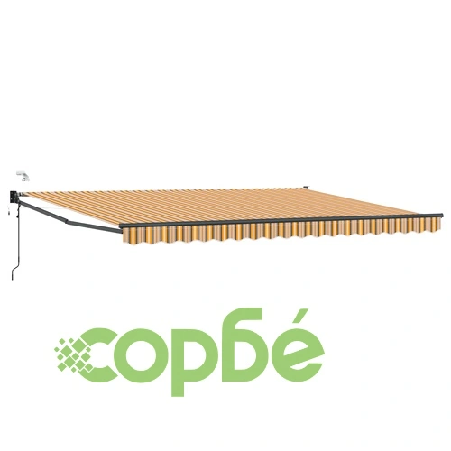 Електрически сенник с LED осветление, Жълт и Сив, 4 x 3 м, Алуминий ➤ топ цена ➤ sorbe.bg