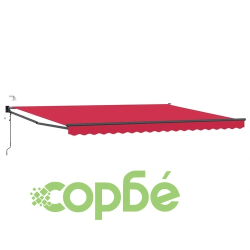 Електрически сенник с LED осветление, Червено, 4 x 3 м, Алуминий ➤ топ цена ➤ sorbe.bg