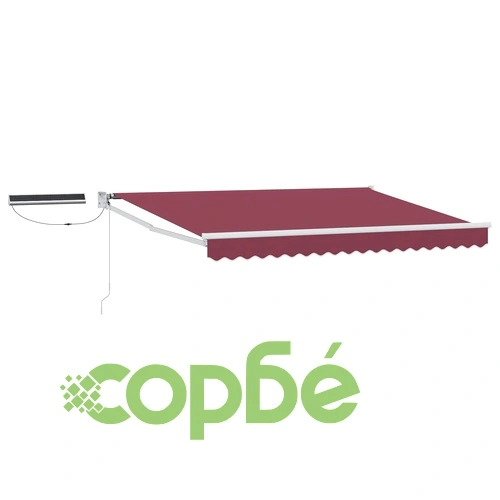 Електрически разтегателен сенник Бордо и Бяло, 3 x 2,5 м, алуминий ➤ топ цена ➤ sorbe.bg