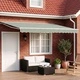 Ръчен сгъваем навес от полиестер, зелен и бял, 5 x 3,5 м