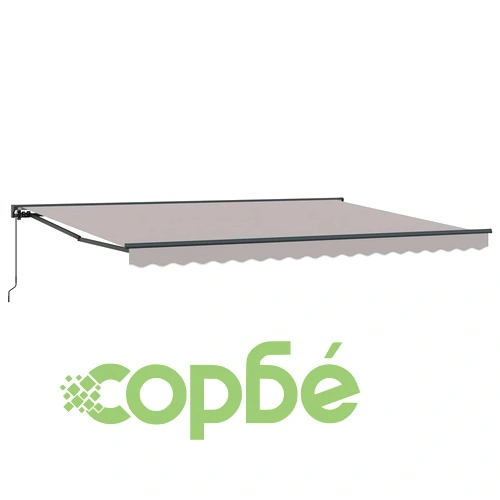Сгъваем навес с ръчно управление от полиестер, 5 x 3,5 м, светлосиво ➤ топ цена ➤ sorbe.bg